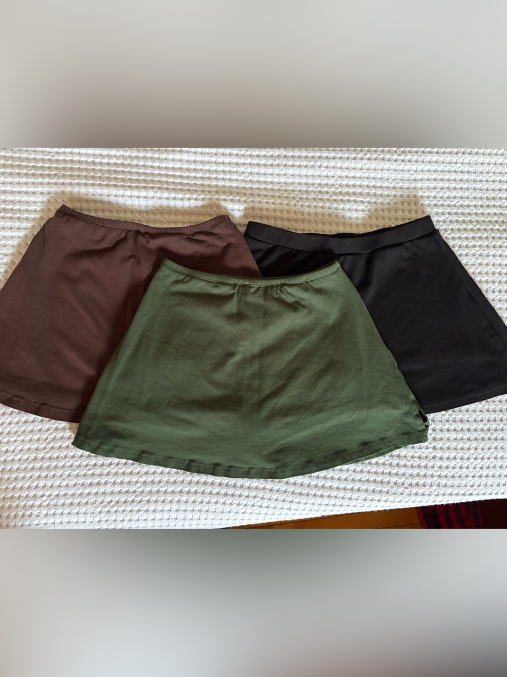 Lot of 3 Los Angeles Apparel Classic A-Line Women's Skort - Green, Black & Brown